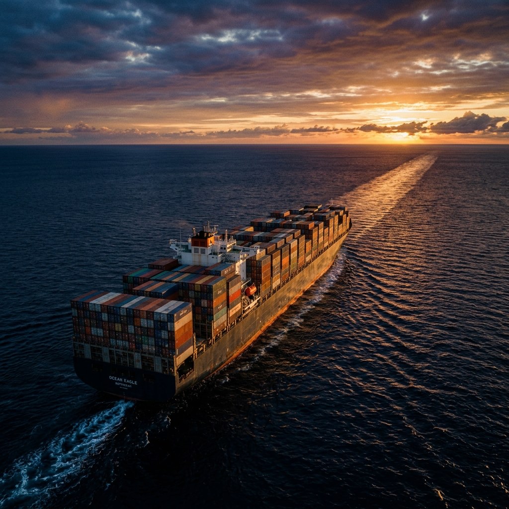 Container ship at sea